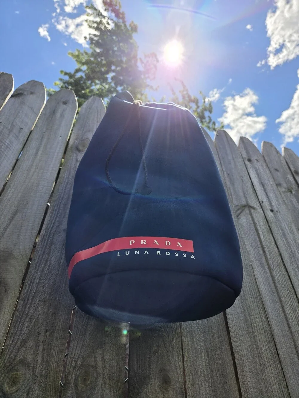 Prada Beauty Luna Rossa Drawstring Navy Blue Neoprene Sailing Beach Bag